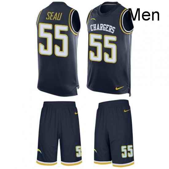 Men Nike Los Angeles Chargers 55 Junior Seau Limited Navy Blue Tank Top Suit NFL Jersey